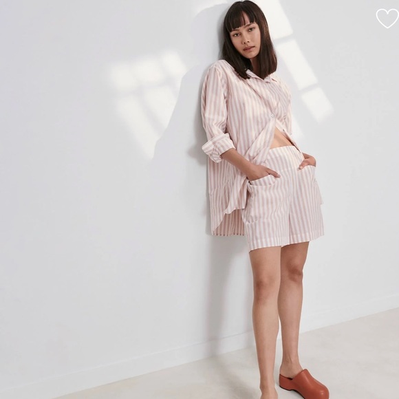 NWT Lunya Airy Cotton Short in Flushed Taupe Stripe - Sz XS - Picture 5 of 8